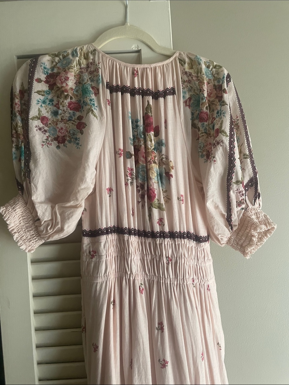 Anthropologie Blush Pink Floral Peasant Dress - Picture 6 of 7